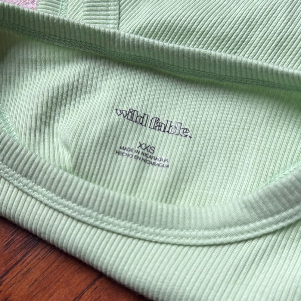 NWT Wild Fable XXS GREEN Ribbed Cropped Racerback Tank Top Halter Tiny - Picture 12 of 12